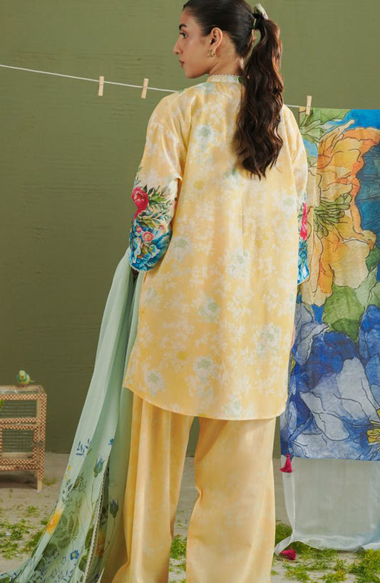 Coco by Zara Shahjahan Printed Lawn Unstitched 3 Piece Suit - D-8A - ZS26PR - Yellow - Summer Collection