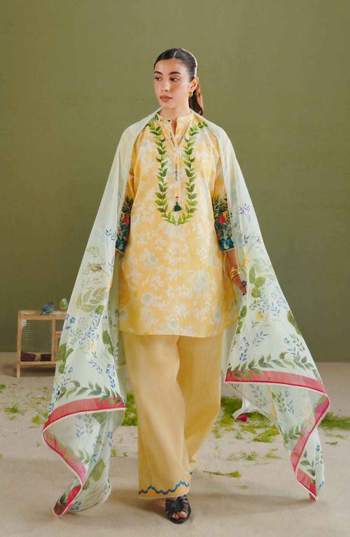Coco by Zara Shahjahan Printed Lawn Unstitched 3 Piece Suit - D-8A - ZS26PR - Yellow - Summer Collection