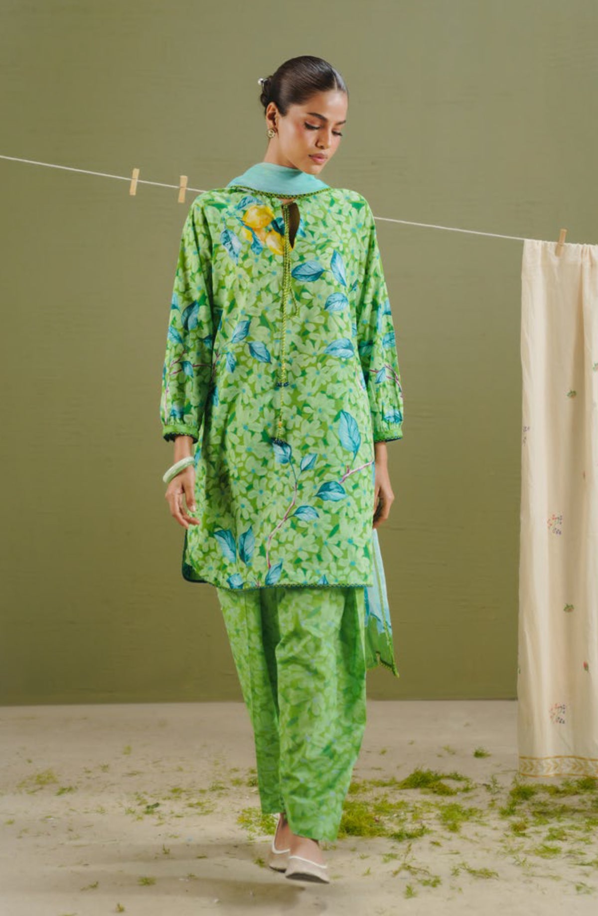 Coco by Zara Shahjahan Printed Lawn Unstitched 3 Piece Suit - D-7B - ZS26PR - Green - Summer Collection