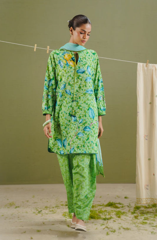 Coco by Zara Shahjahan Printed Lawn Unstitched 3 Piece Suit - D-7B - ZS26PR - Green - Summer Collection