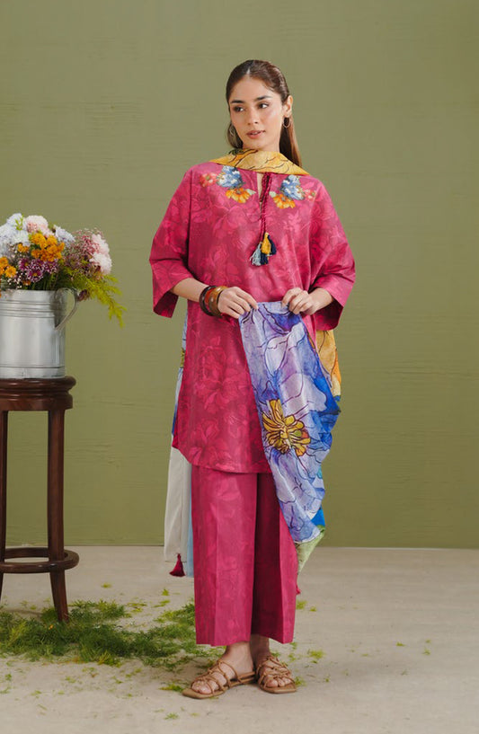 Coco by Zara Shahjahan Printed Lawn Unstitched 3 Piece Suit - D-5A - ZS26PR - Pink - Summer Collection