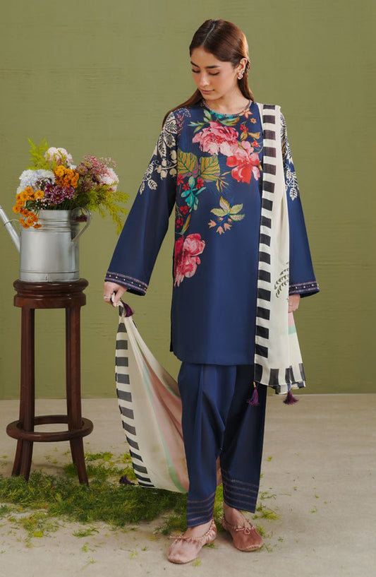 Coco by Zara Shahjahan Printed Lawn Unstitched 3 Piece Suit - D-3B - ZS26PR - Blue - Summer Collection