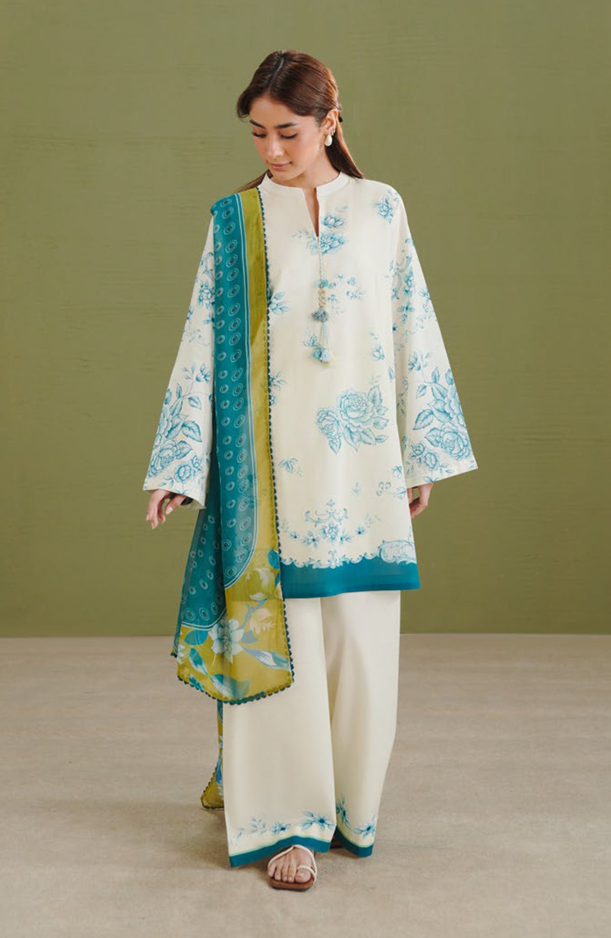 Coco by Zara Shahjahan Printed Lawn Unstitched 3 Piece Suit - D-2A - ZS26PR - Fawn - Summer Collection
