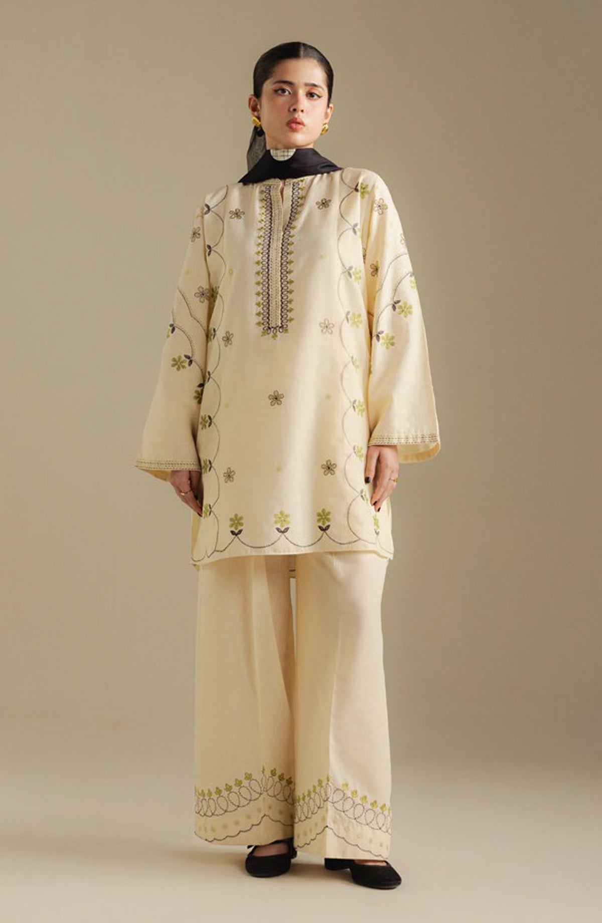 Coco by Zara Shahjahan Embroidered Khaddar Unstitched 3 Piece Suit - Fawn-8B - ZS25CUW - Fawn - Winter Collection