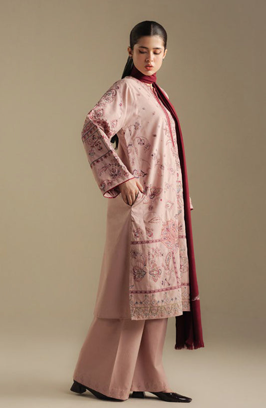 Coco by Zara Shahjahan Embroidered Karandi Unstitched 3 Piece Suit - Bloom-6A - ZS25CUW - Pink - Winter Collection