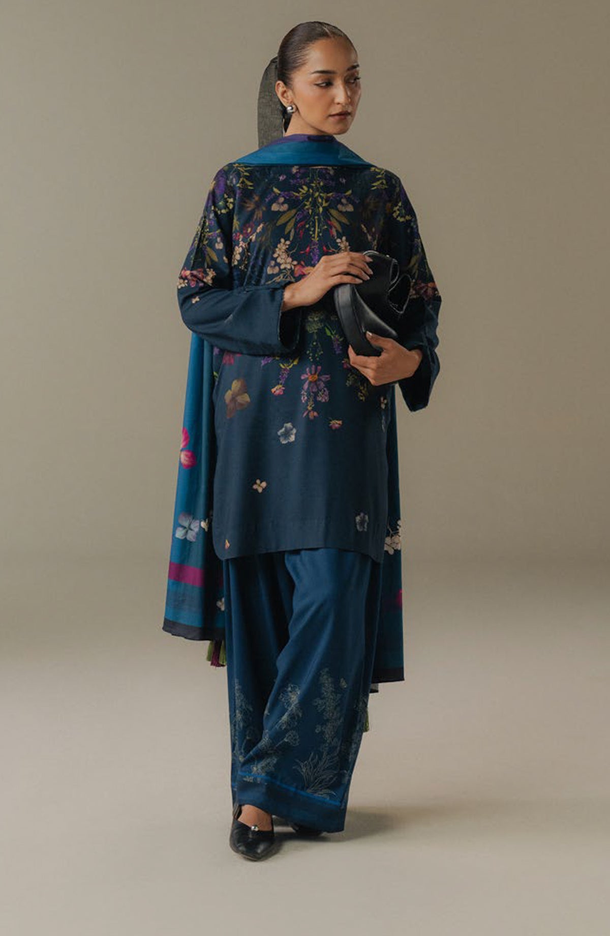 Coco by Zara Shahjahan Digital Printed Linen Unstitched 3 Piece Suit - Morning Echo-8A - ZS25PND - Blue - Winter Collection
