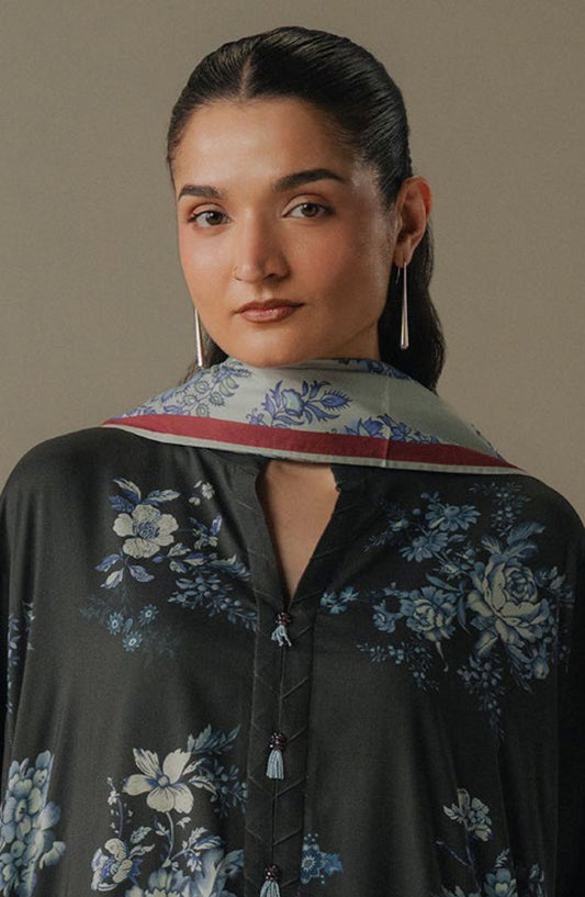 Coco by Zara Shahjahan Digital Printed Linen Unstitched 3 Piece Suit - Hushed Ember-6B - ZS25PND - Black - Winter Collection