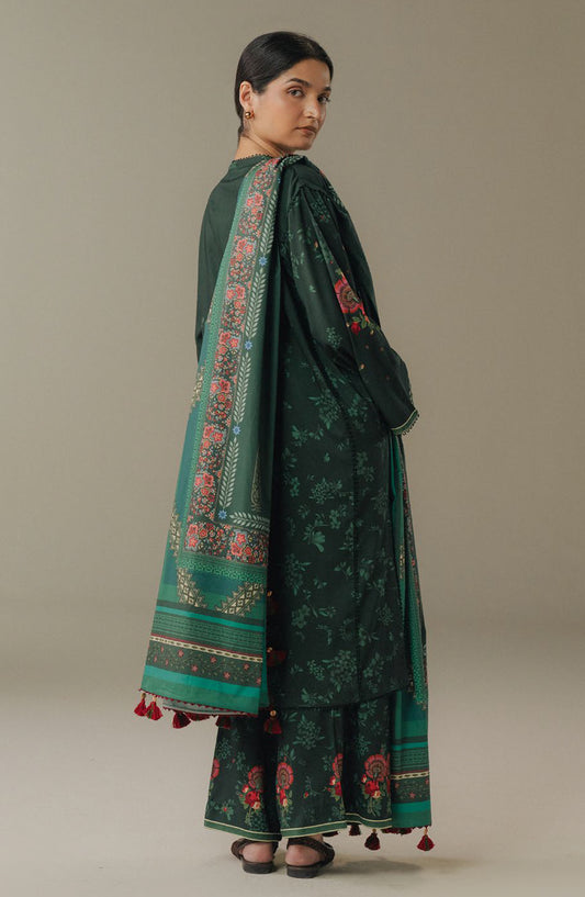 Coco by Zara Shahjahan Digital Printed Linen Unstitched 3 Piece Suit - Wild Fern-2A - ZS25PND - Green - Winter Collection