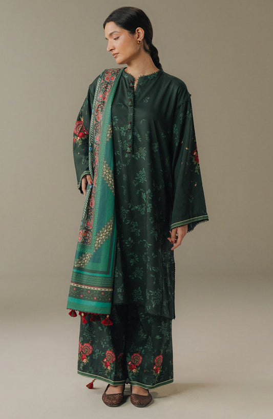 Coco by Zara Shahjahan Digital Printed Linen Unstitched 3 Piece Suit - Wild Fern-2A - ZS25PND - Green - Winter Collection