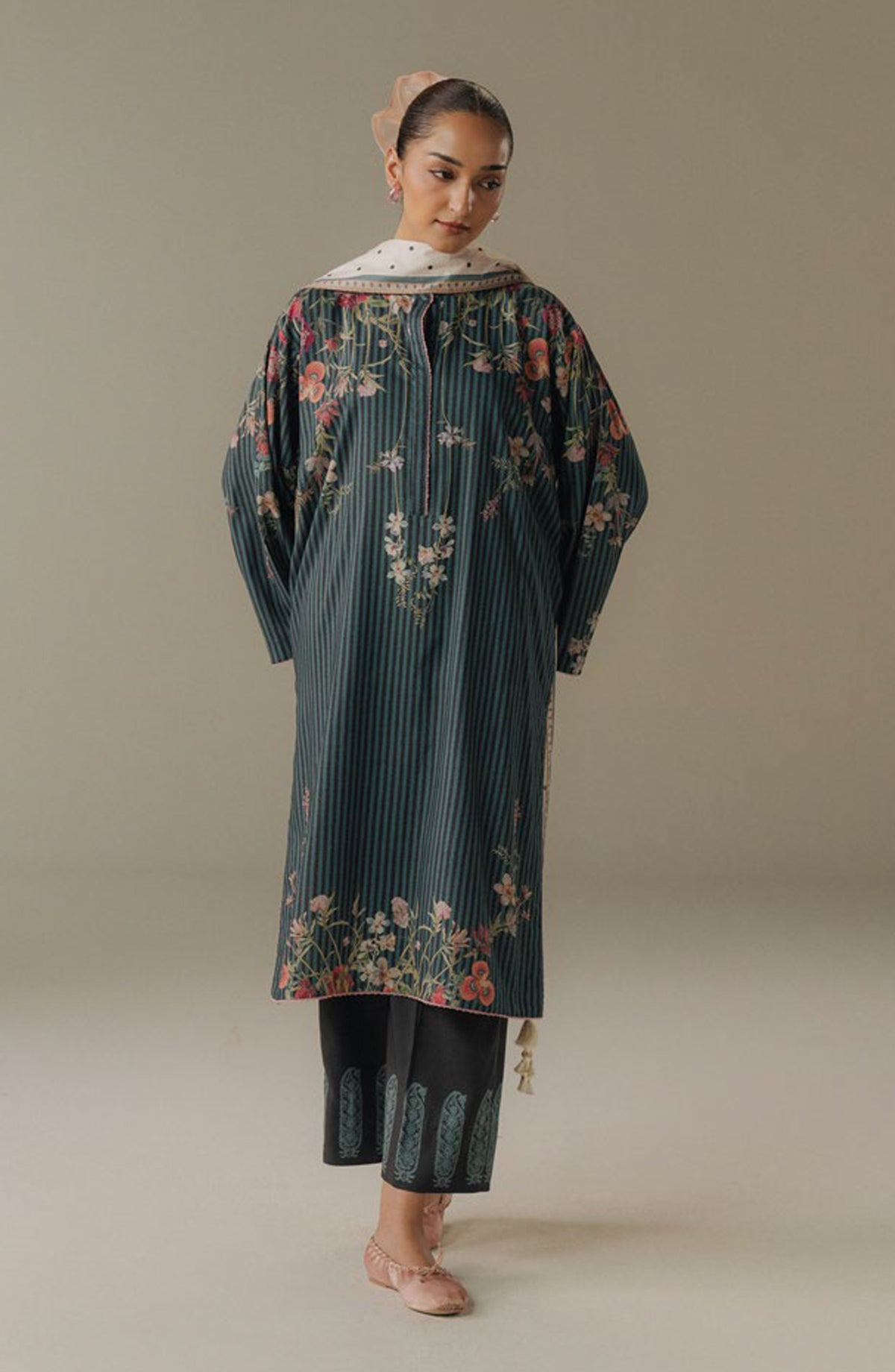 Coco by Zara Shahjahan Digital Printed Linen Unstitched 3 Piece Suit - Amber Days-1B - ZS25PND - Teal - Winter Collection