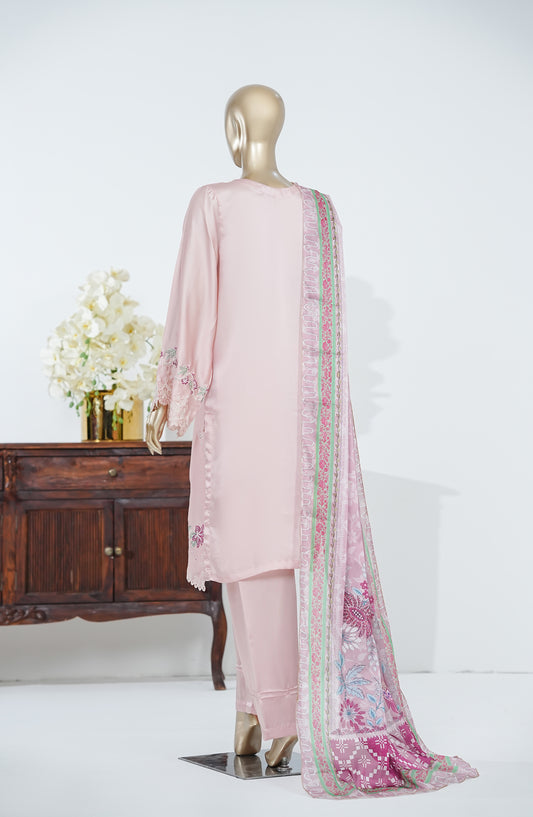Crescent Dreams by Amna Khadija Embroidered Shamooz Silk Stitched 3 Piece Suit - AKCD-03 - AM26CDRE - Pink - Festive Collection
