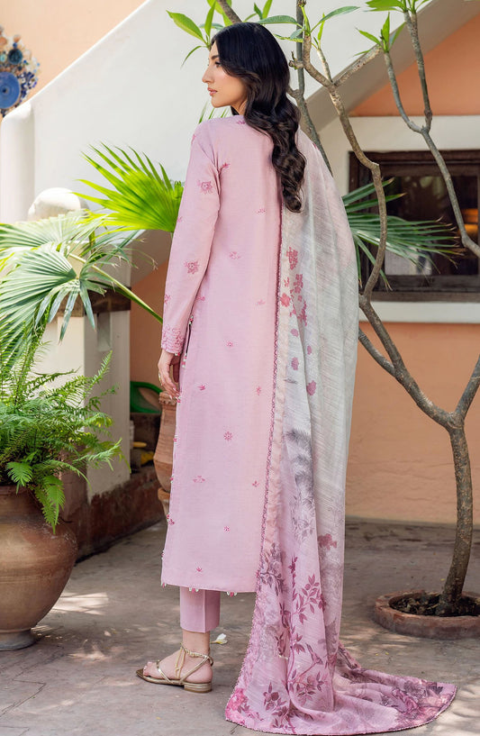 NURA by Zarif Embroidered Lawn Unstitched 3 Piece Suit - ZRF25NSE - D-06 JEEM - Pink - Summer Collection