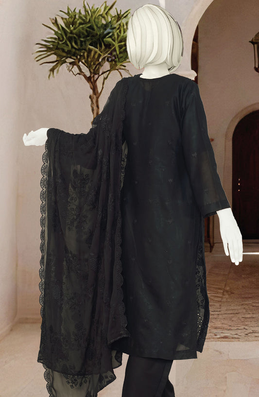 Black Rose by Al Karim Embroidered Lawn Unstitched 3 Piece Suit - D-1662-25 - ALK25ABCBR - Black - Summer Collection