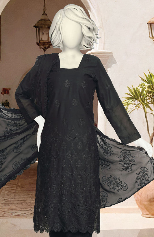 Black Rose by Al Karim Embroidered Lawn Unstitched 3 Piece Suit - D-1664-25 - ALK25ABCBR - Black - Summer Collection