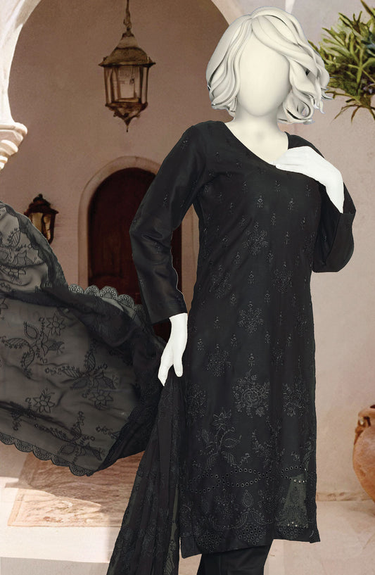 Black Rose by Al Karim Embroidered Lawn Unstitched 3 Piece Suit - D-1665-25 - ALK25ABCBR - Black - Summer Collection