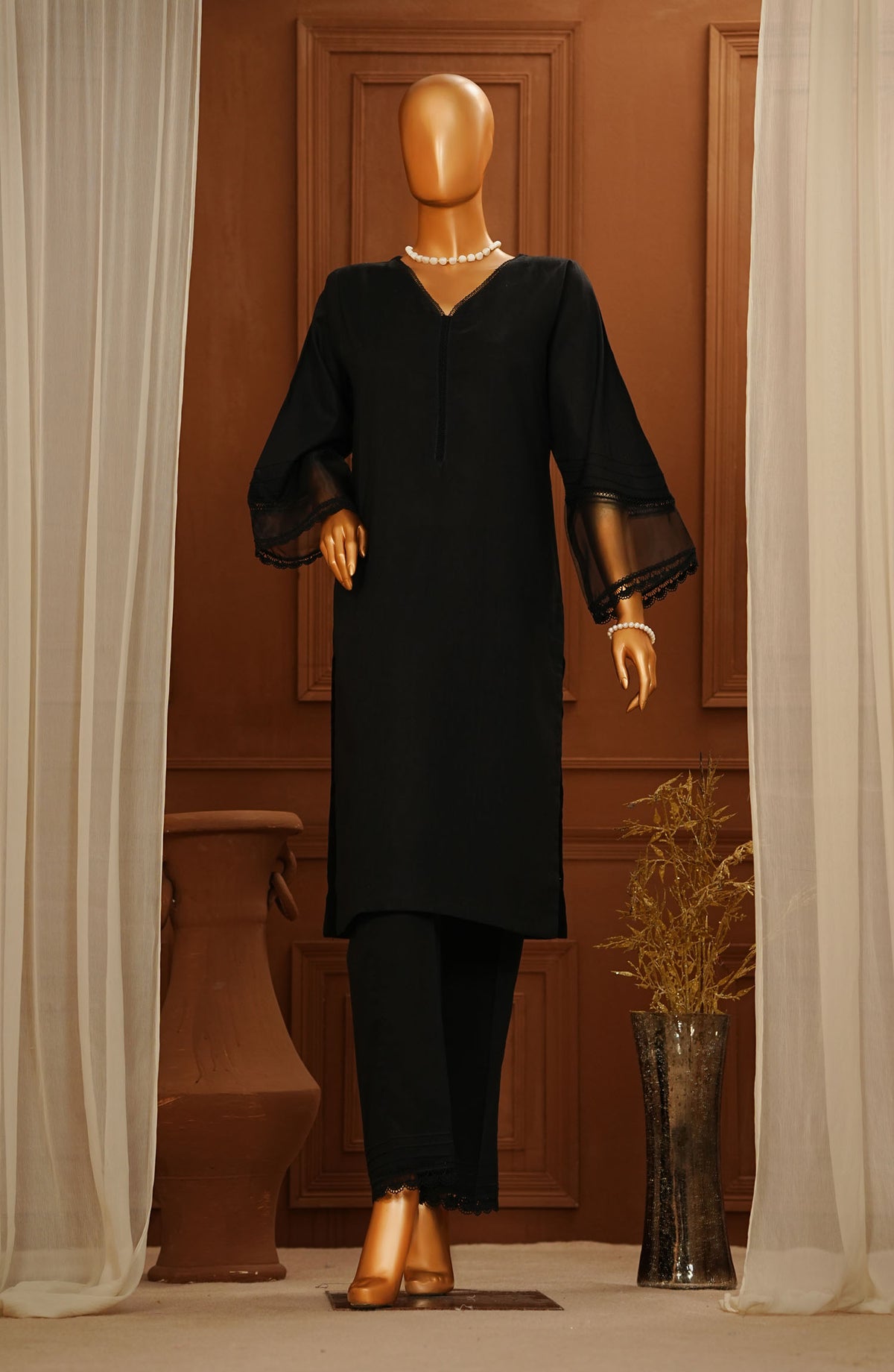 Monochrome by Amna Khadija Embroidered Cotton Stitched 2 Piece Suit - AM25MNC - D-283 - Black - Summer Collection