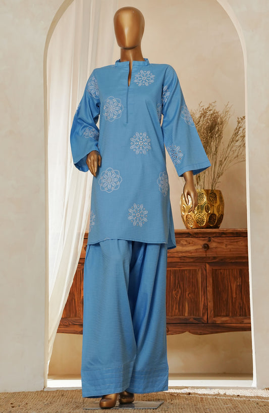 Zynara by Amna Khadija Embroidered Cotton Stitched 2 Piece Suit - D-287 Blue - AM25Zynara - Summer Collection