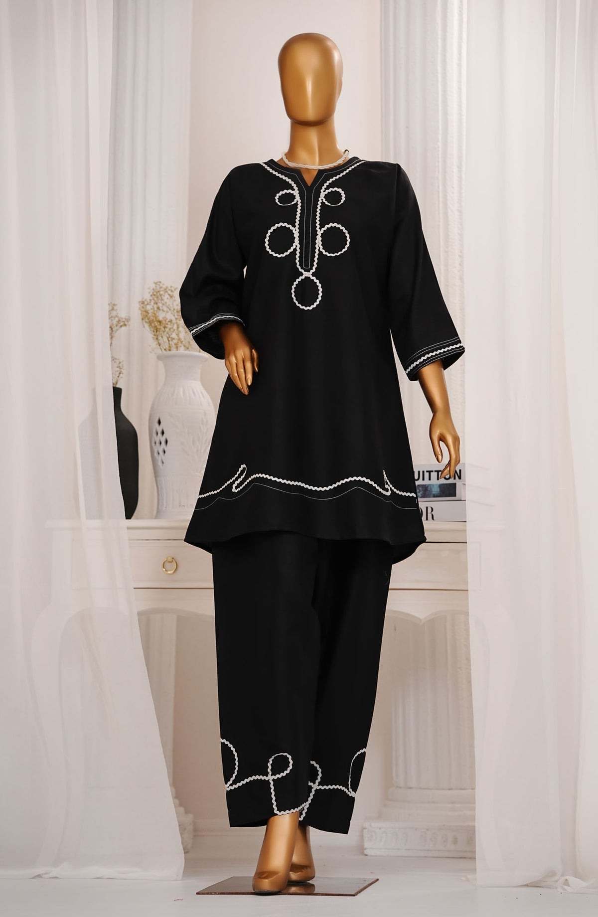 Monochrome by Amna Khadija Embroidered Cotton Stitched 2 Piece Suit - AM25MNC - D-316 - Black - Summer Collection