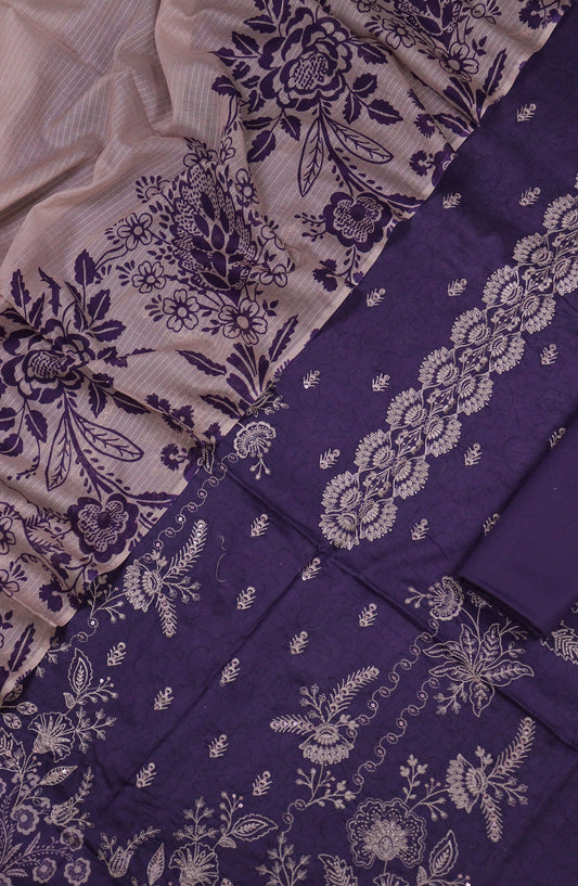 Ishmal by Amna Khadija Embroidered Lawn Unstitched 3 Piece Suit - D-10 - AM25ISHEL - Purple - Summer Collection