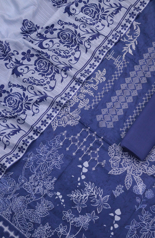 Ishmal by Amna Khadija Embroidered Lawn Unstitched 3 Piece Suit - D-02 - AM25ISHEL - Blue - Summer Collection