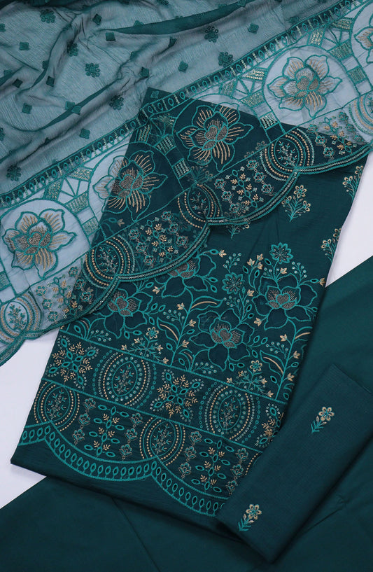 Sara by Amna Khadija Chikankari Lawn Unstitched 3 Piece Suit - D-03 - AM25SCBNL - Green - Summer Collection
