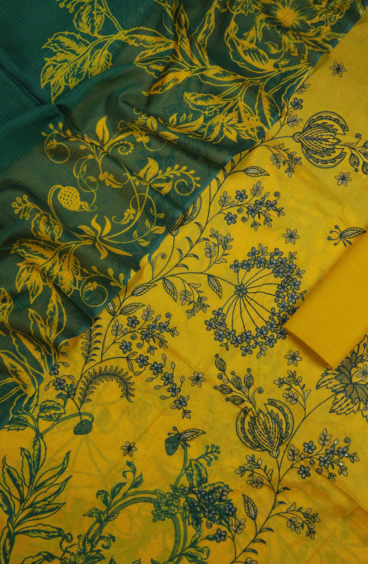 Ishmal by Amna Khadija Embroidered Lawn Unstitched 3 Piece Suit - D-05 - AM25ISHEL - Yellow - Summer Collection