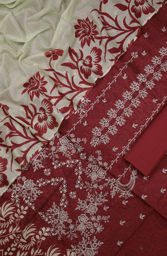 Ishmal by Amna Khadija Embroidered Lawn Unstitched 3 Piece Suit - D-07 - AM25ISHEL - Red - Summer Collection