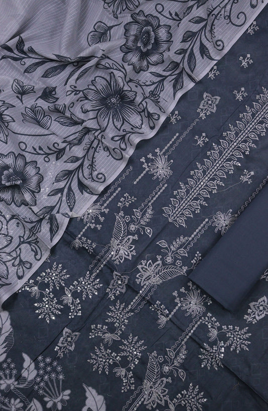 Ishmal by Amna Khadija Embroidered Lawn Unstitched 3 Piece Suit - D-08 - AM25ISHEL - Blue - Summer Collection