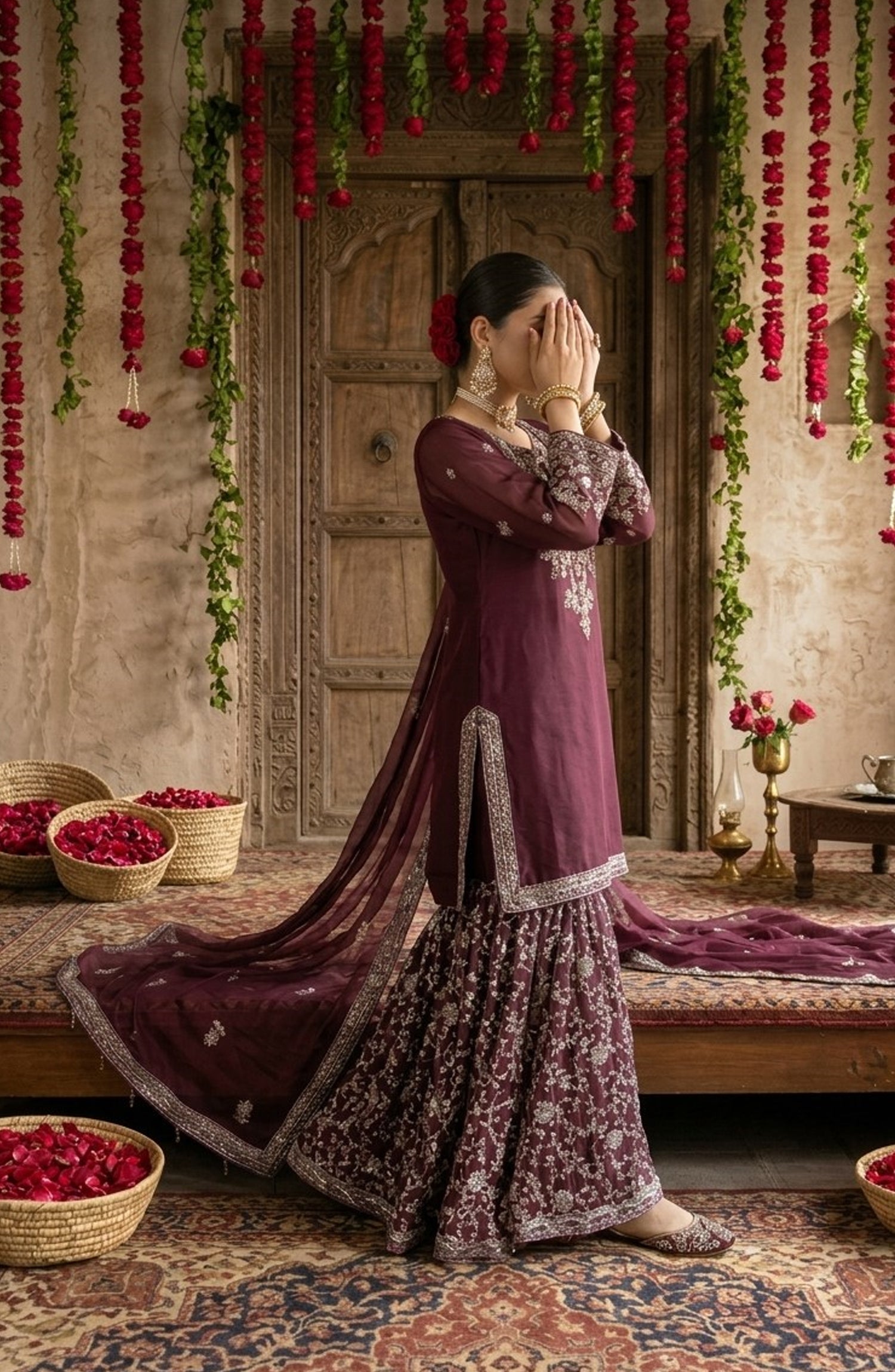 Darbaar-e-Ishq by Amna Khadija Embroidered Chiffon Stitched 3 Piece Suit - AKDI-11 - AM26BRT - Purple - Festive Collection