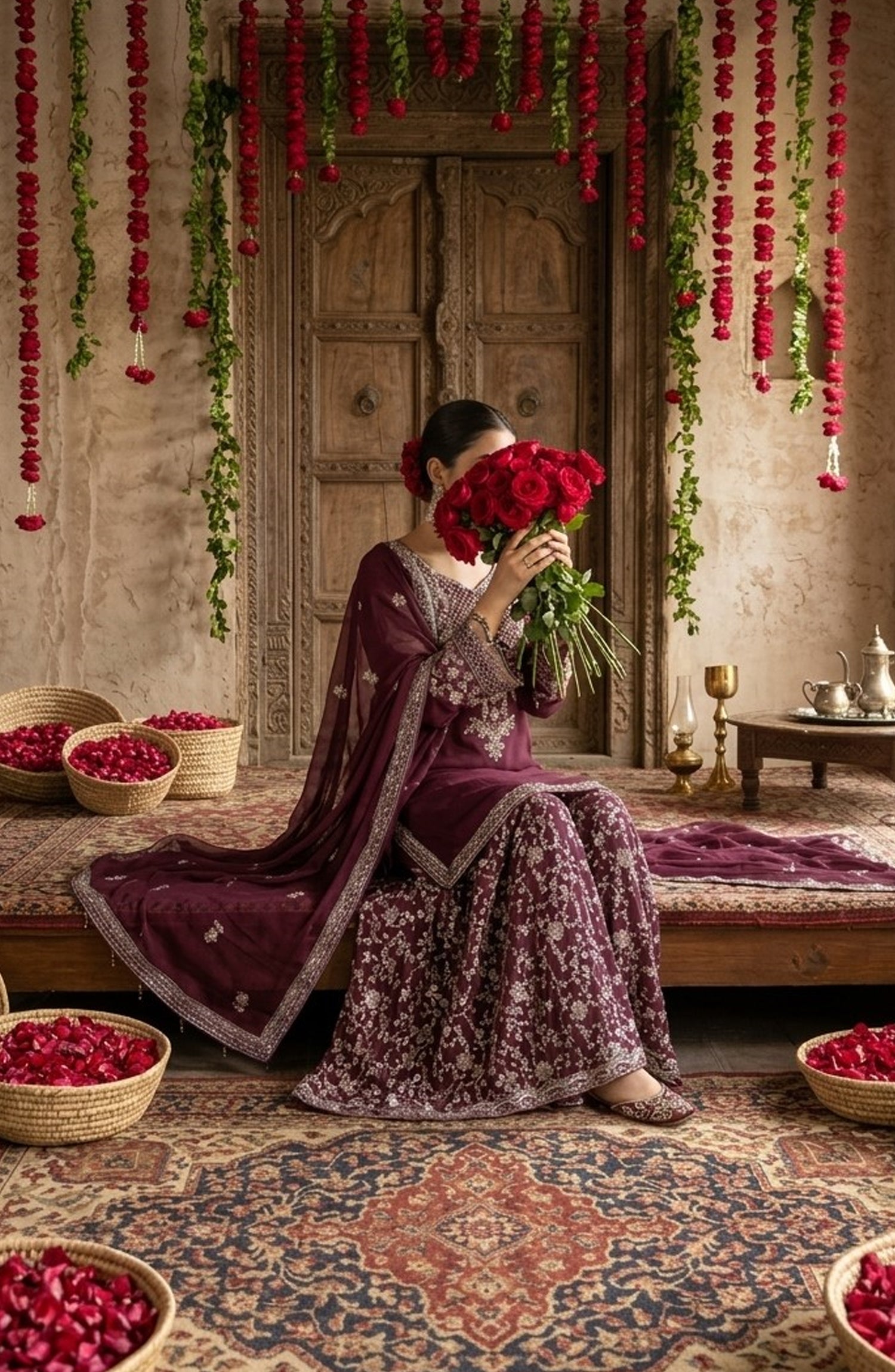 Darbaar-e-Ishq by Amna Khadija Embroidered Chiffon Stitched 3 Piece Suit - AKDI-11 - AM26BRT - Purple - Festive Collection