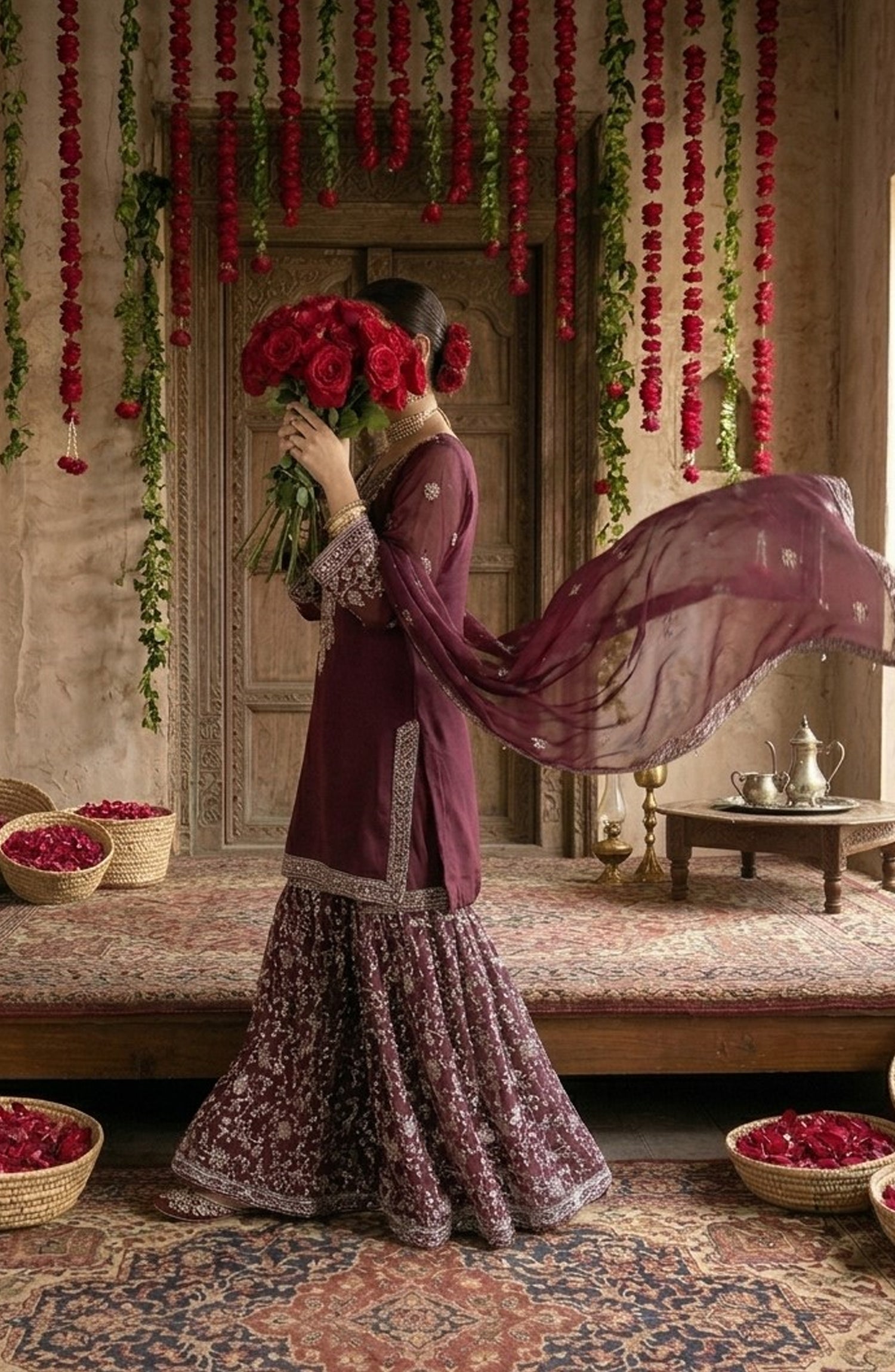 Darbaar-e-Ishq by Amna Khadija Embroidered Chiffon Stitched 3 Piece Suit - AKDI-11 - AM26BRT - Purple - Festive Collection