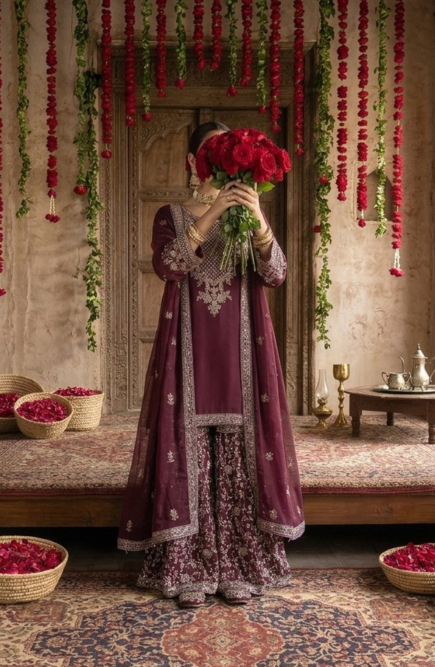 Darbaar-e-Ishq by Amna Khadija Embroidered Chiffon Stitched 3 Piece Suit - AKDI-11 - AM26BRT - Purple - Festive Collection