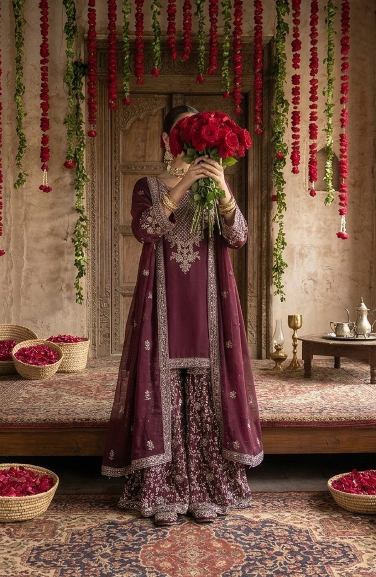 Darbaar-e-Ishq by Amna Khadija Embroidered Chiffon Stitched 3 Piece Suit - AKDI-11 - AM26BRT - Purple - Festive Collection