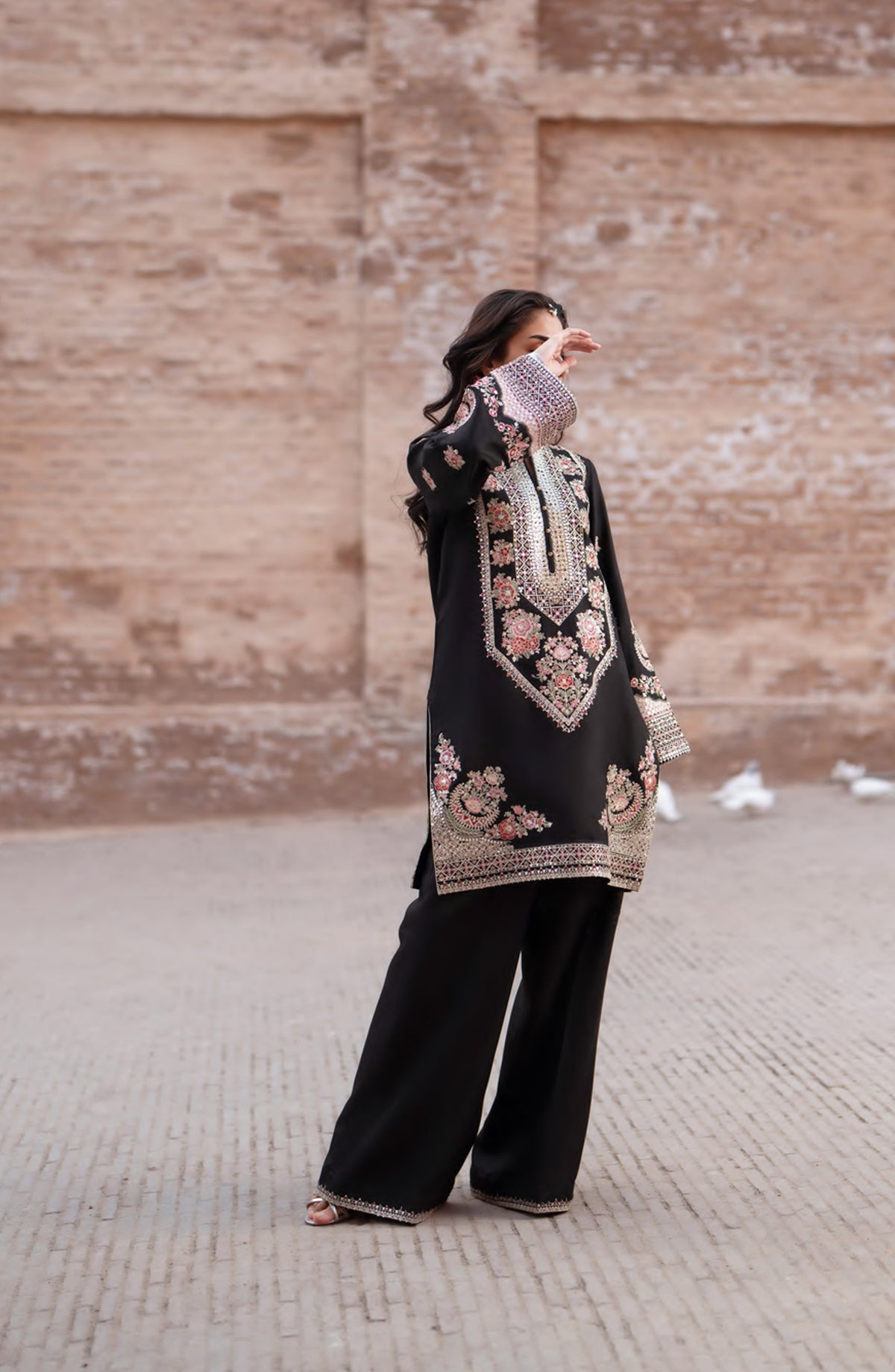 Darbar by Casual Lite Premium Embroidered Silk Viscose Stitched 3 Piece Suit - Gulkaar - CL26DRB - Black - Festive Collection