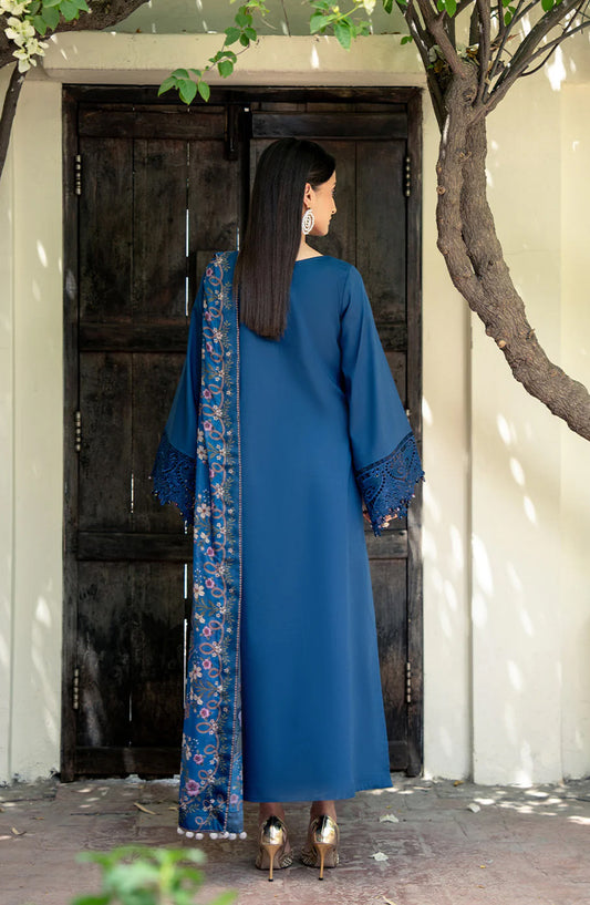 Dareen by Izel Embroidered Lawn Unstitched 3 Piece Suit - 09 Mehrnaz - ZL26DR - Blue - Summer Collection