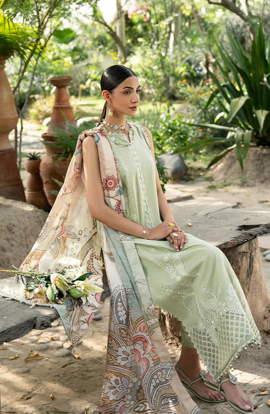 Dareen by Izel Embroidered Lawn Unstitched 3 Piece Suit - 08 Zaina - ZL26DR - Mint - Summer Collection
