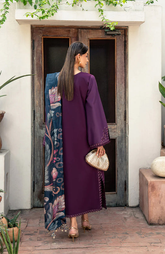 Dareen by Izel Embroidered Lawn Unstitched 3 Piece Suit - 07 Areeza - ZL26DR - Purple - Summer Collection