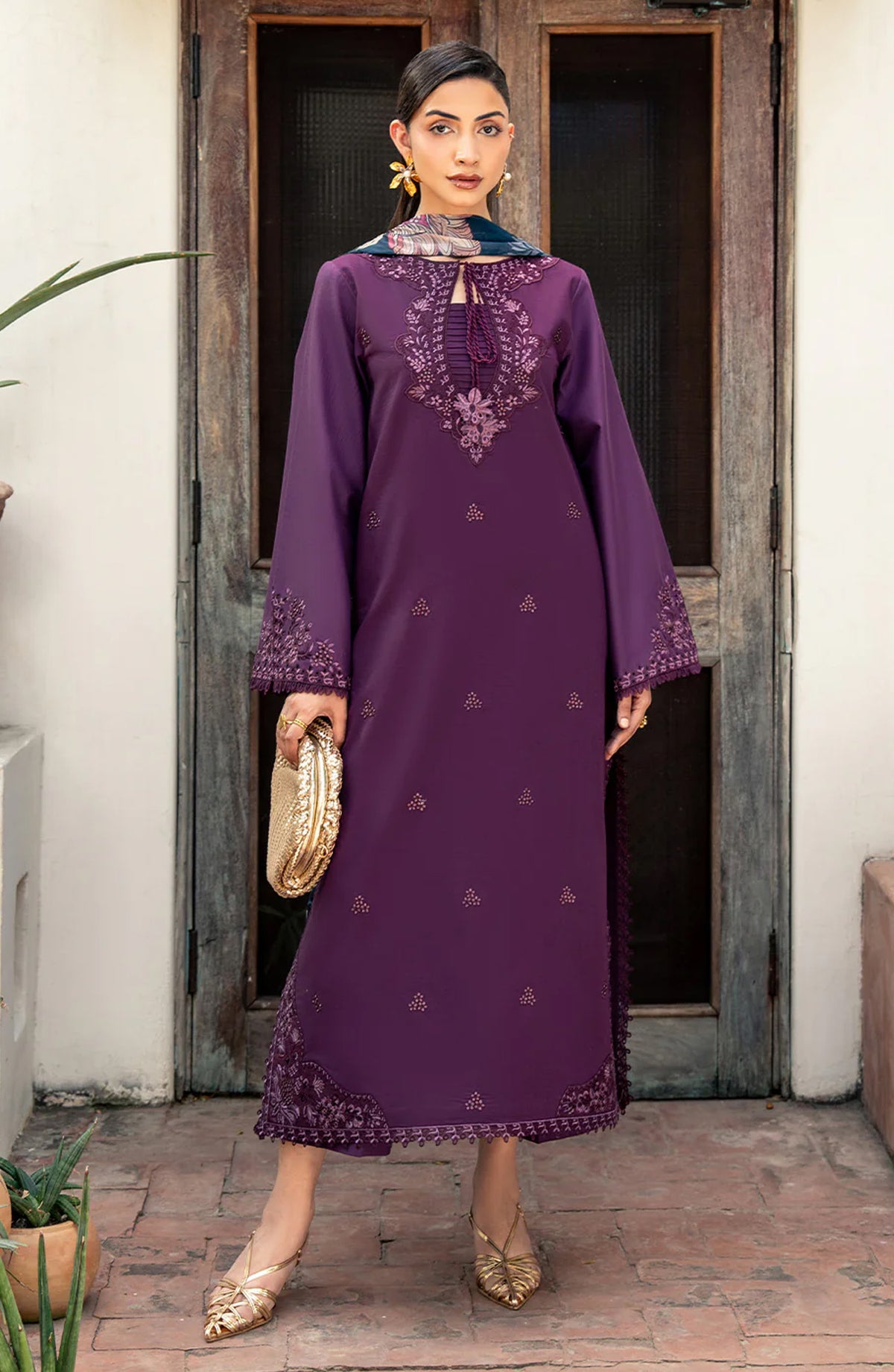 Dareen by Izel Embroidered Lawn Unstitched 3 Piece Suit - 07 Areeza - ZL26DR - Purple - Summer Collection