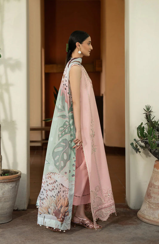 Dareen by Izel Embroidered Lawn Unstitched 3 Piece Suit - 06 Hooriya - ZL26DR - Pink - Summer Collection