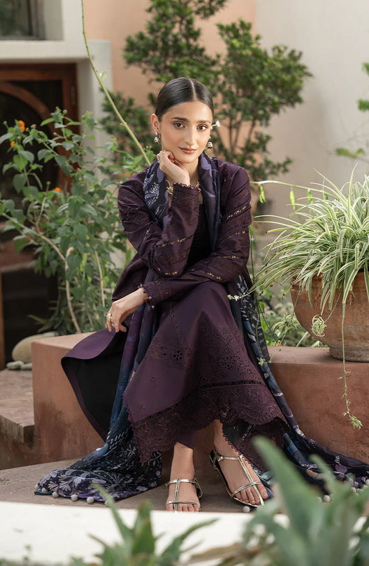 Dareen by Izel Embroidered Lawn Unstitched 3 Piece Suit - 03 Mahjabeen - ZL26DR - Purple - Summer Collection