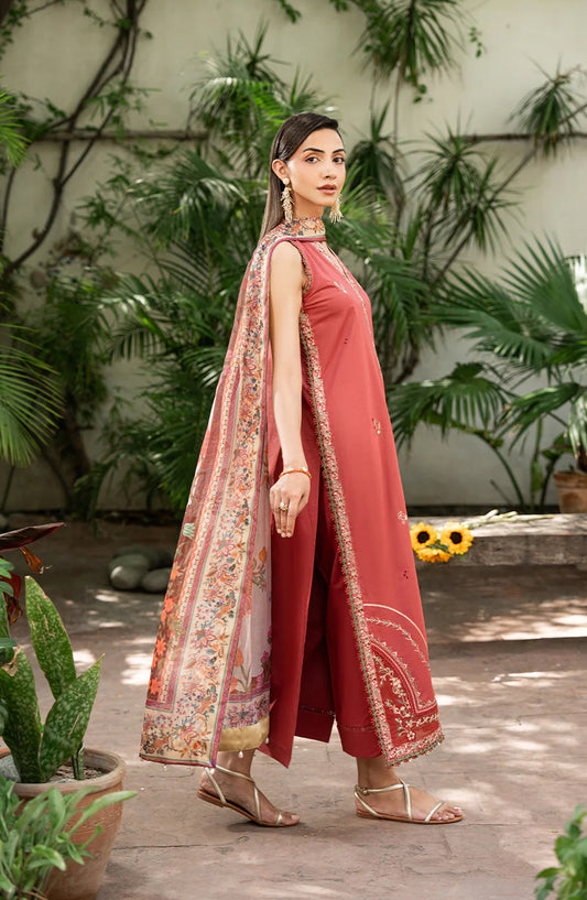 Dareen by Izel Embroidered Lawn Unstitched 3 Piece Suit - 02 Rimsha - ZL26DR - Pink - Summer Collection