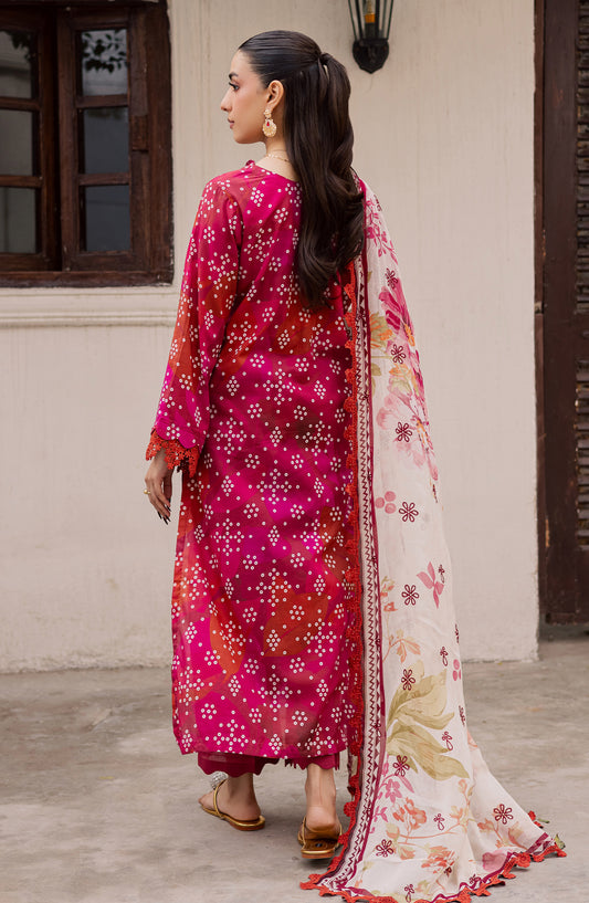 Daria Basics Embroidered Lawn Unstitched 3 Piece Suit - DA-24 - DR26BS - Red - Summer Collection