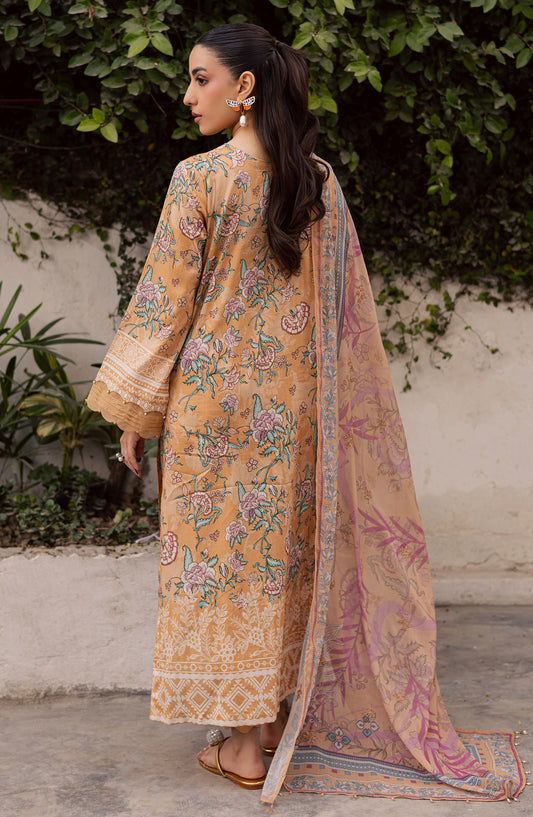 Daria Basics Embroidered Lawn Unstitched 3 Piece Suit - DA-22 - DR26BS - Orange - Summer Collection