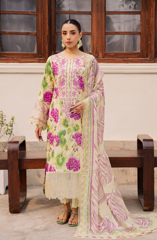 Daria Basics Embroidered Lawn Unstitched 3 Piece Suit - DA-21 - DR26BS - Fawn - Summer Collection