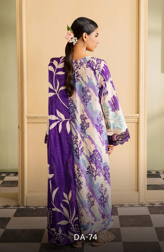 Daria Everyday Printed Lawn Unstitched 3 Piece Suit - DA-74 - DR26EV - Purple - Summer Collection