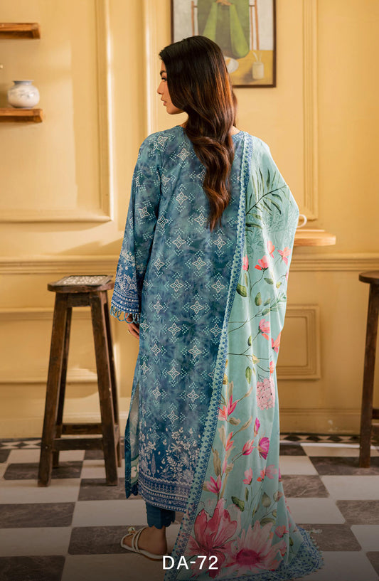 Daria Everyday Printed Lawn Unstitched 3 Piece Suit - DA-72 - DR26EV - Blue - Summer Collection