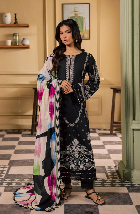 Daria Everyday Printed Lawn Unstitched 3 Piece Suit - DA-69 - DR26EV - Black - Summer Collection