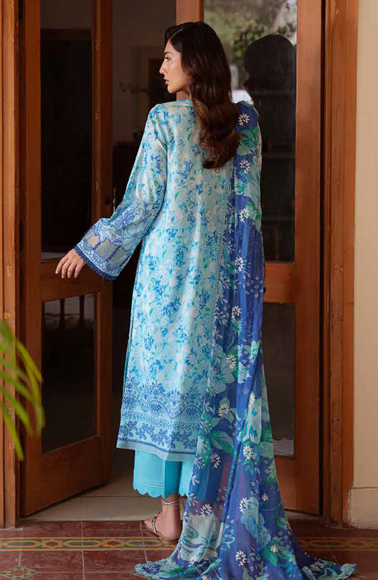 Daria Embroidered Lawn Unstitched 3 Piece Suit - DA-35 - DR26RM - Blue - Ramadan Collection