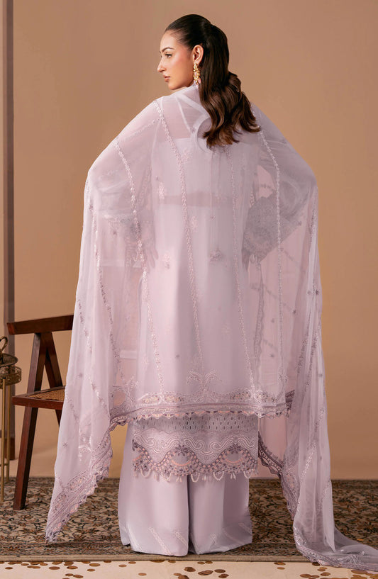 Dastak by Ramsha Premium Embroidered Chiffon Unstitched 3 Piece Suit - Q-308 - RM26DTK - Purple - Festive Collection