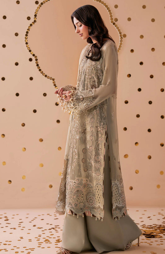 Dastak by Ramsha Premium Embroidered Chiffon Unstitched 3 Piece Suit - Q-307 - RM26DTK - Green - Festive Collection